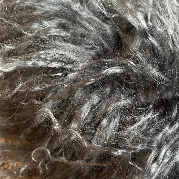 Chic Gray wool jacket with real lamb fur, medium size woman! So warm, chic - Picture 16 of 17